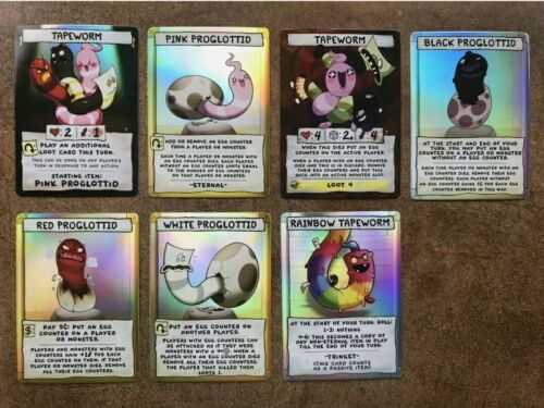 Binding Of Isaac Four Souls Holo TapeWorm Cards Kickstater Exclusive All 7 Cards