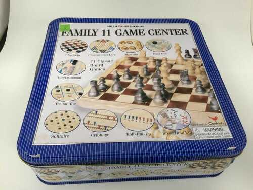 Family 11 Game Center Solid Wood Boards 11 Classic Board Games Tin Boxed